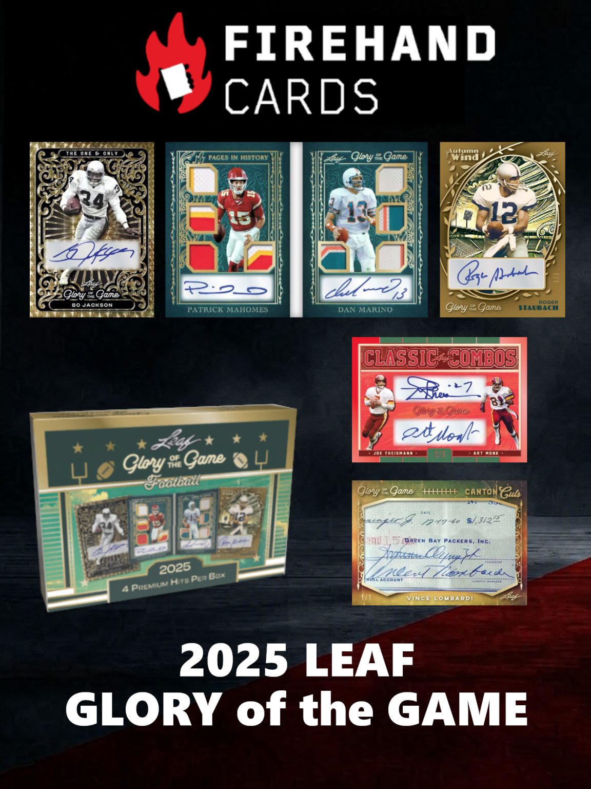 Firehandcards 2025 Leaf Glory Of The Game Football Single Box Random