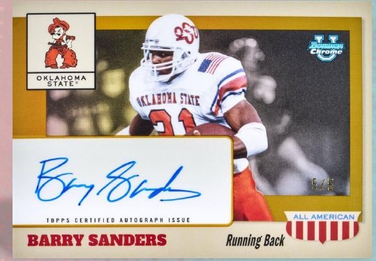 Barry Sanders 2026 Bowman Football 1955 All American autograph, Oklahoma State, Topps sample
