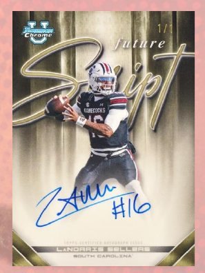 LaNorris Sellers 2026 Bowman Football Future Script autograph, South Carolina, Topps sample