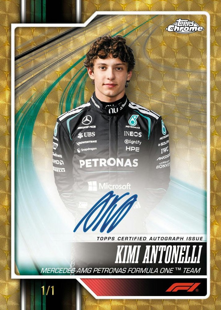 Kimi Antonelli 2026 Topps Chrome Formula 1 Chrome Autograph SuperFractor 1/1, Mercedes, Topps sample