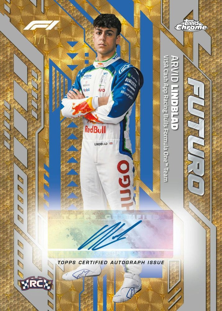 Arvid Lindblad 2026 Topps Chrome Formula 1 Futuro Chrome Autograph, Racing Bulls, Topps sample
