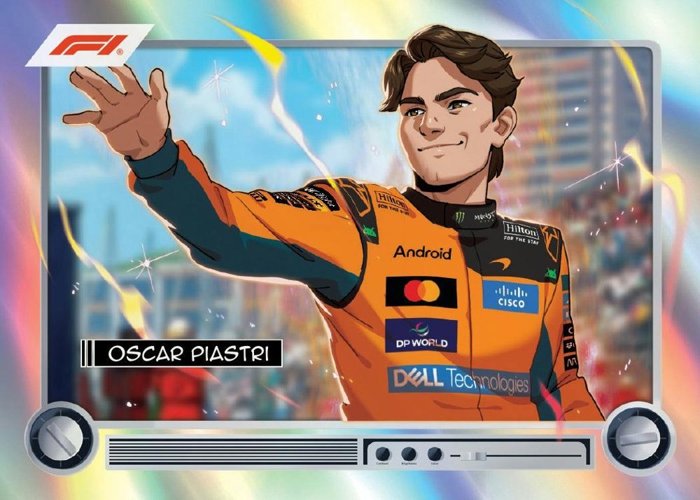 Oscar Piastri 2026 Topps Chrome Formula 1 Chrome Anime-style insert, McLaren, Topps sample