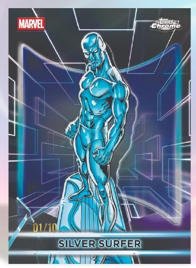 Silver Surfer 2026 Topps Neon Marvel Chrome Neon Etch base variation, Topps sample