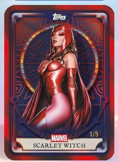 Scarlet Witch 2026 Topps Neon Marvel Neon Tarots case hit, Topps sample