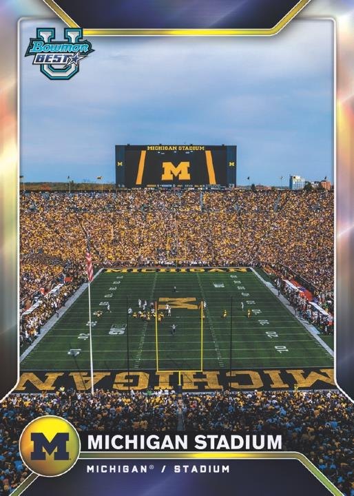 Michigan Stadium 2026 Bowman U Best Football Best of Stadiums short print, Topps sample