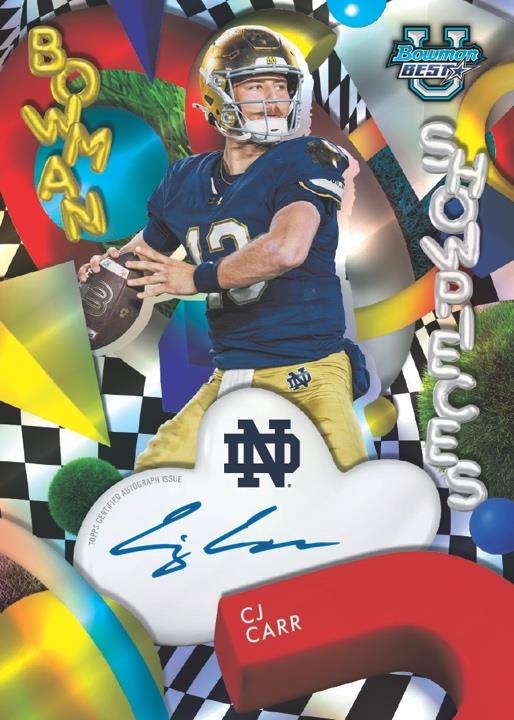 CJ Carr 2026 Bowman U Best Football Bowman Showpieces Autograph, Topps sample